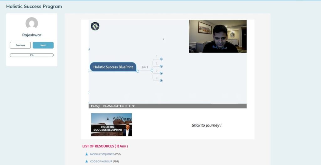 Inside a Holistic Success Blueprint lesson - video, framework and downloadable resources